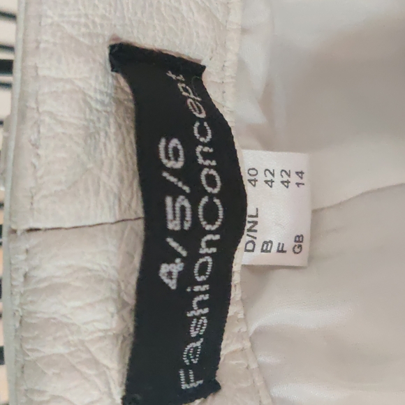 NWOT white 4/5/6 FashionConcept genuine leather pants size 8 - Picture 3 of 8